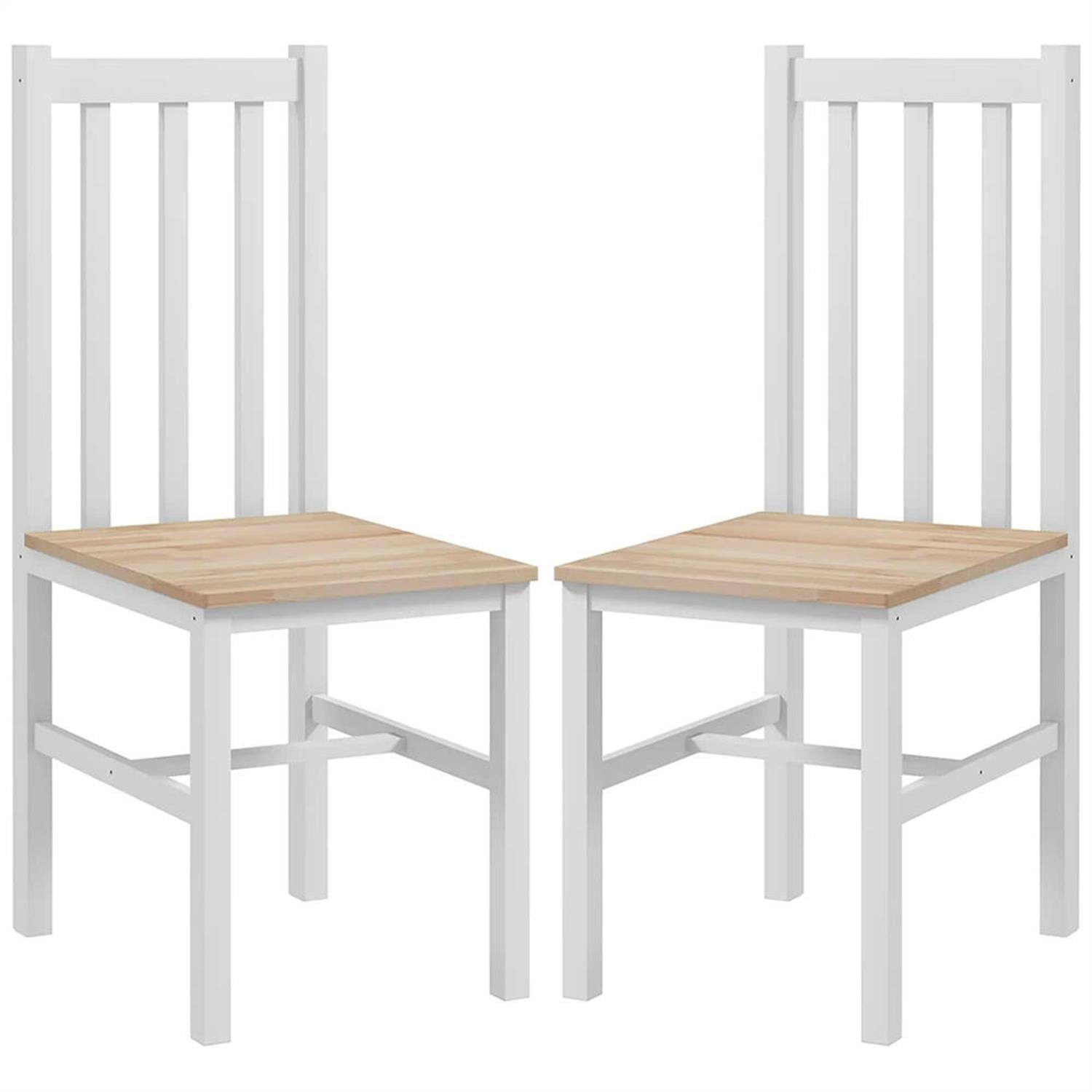 Demi Bonn Dining Chairs Set of 2, Pine Wood Farmhouse Dining Room Chairs with Slat Back for Kitchen Restaurant, Living Room, White
