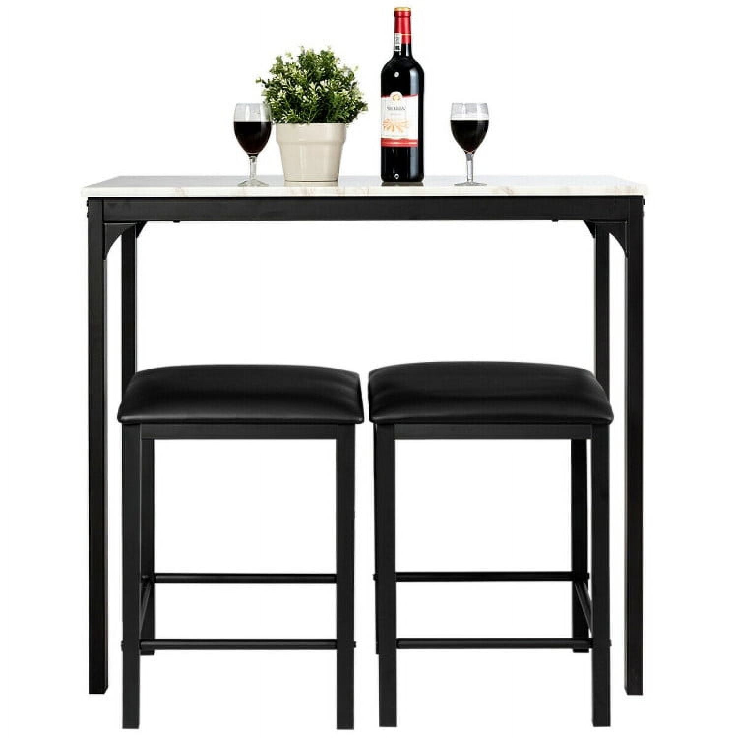 Finihen Dining Set, Dining Table Set, 3 Piece Counter Height Dining Set Faux Marble Table, for Home, Restaurant, Faux Marble, White Finihen Dining Set, Dining Table Set, 3 Piece Counter Height Dining Set Faux Marble Table, for Home, Restaurant, Faux Marble, White