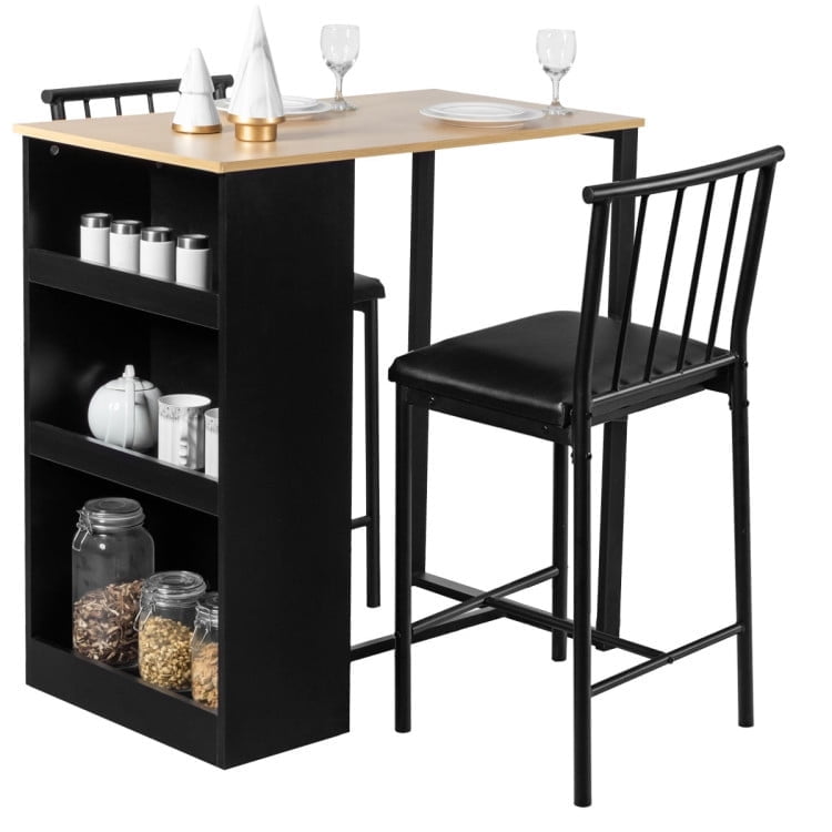 Demi Bonn Dining Set, Dining Table Set, 3 Piece Counter Height Pub, for Home, Restaurant, Natural