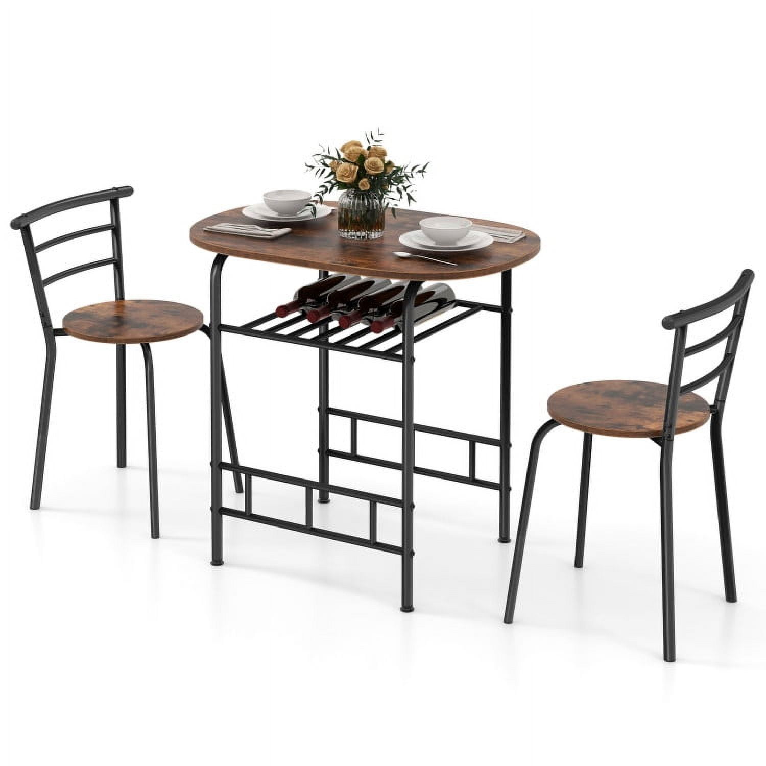 Finihen Dining Set, Dining Table Set, 3-Piece Space-Saving Bistro Set for Kitchen and Apartment, Brown Finihen Dining Set, Dining Table Set, 3-Piece Space-Saving Bistro Set for Kitchen and Apartment, Brown