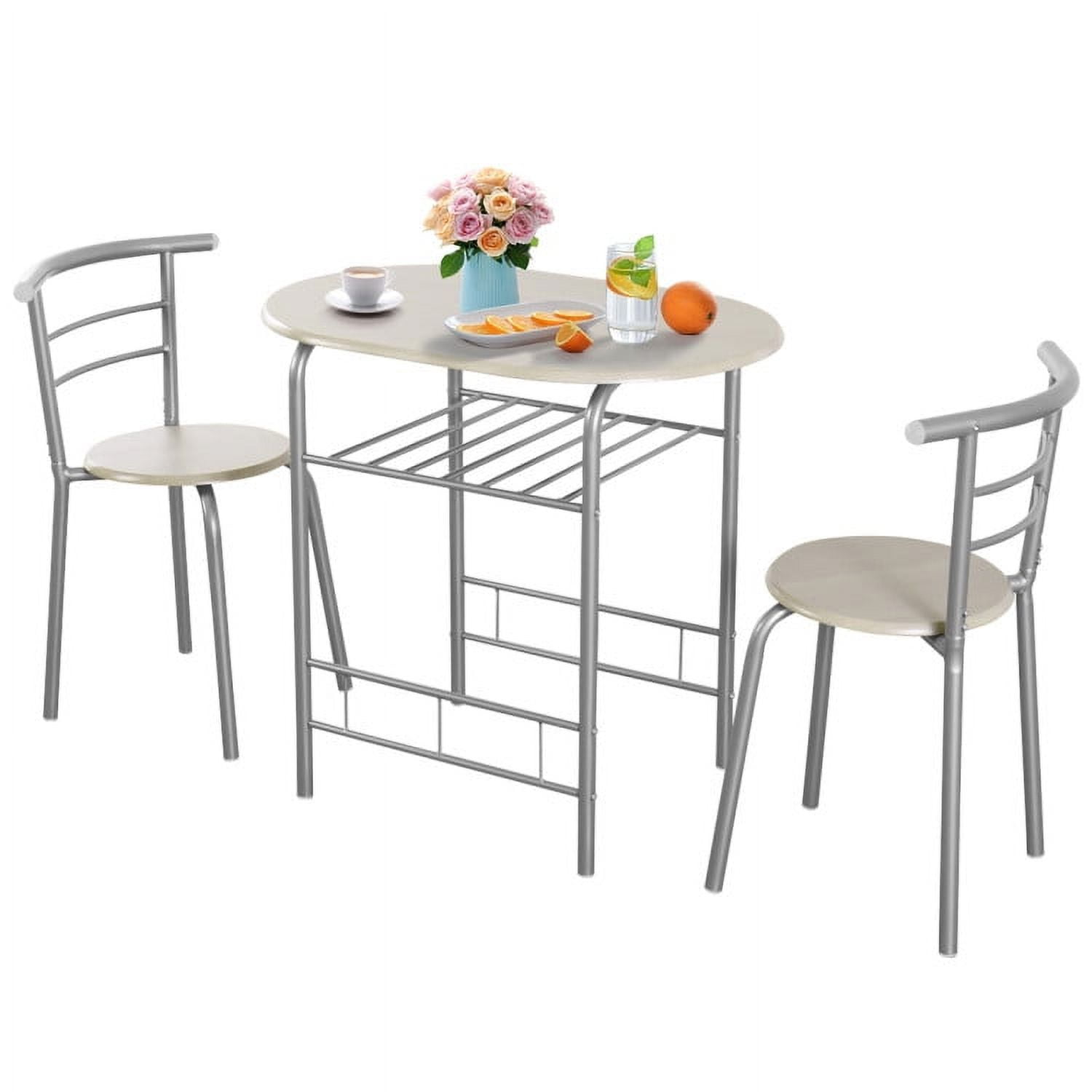 Finihen Dining Set, Dining Table Set, 3-Piece Space-Saving Bistro Set for Kitchen and Apartment, for Home, Restaurant, Light Gray Finihen Dining Set, Dining Table Set, 3-Piece Space-Saving Bistro Set for Kitchen and Apartment, for Home, Restaurant, Light Gray