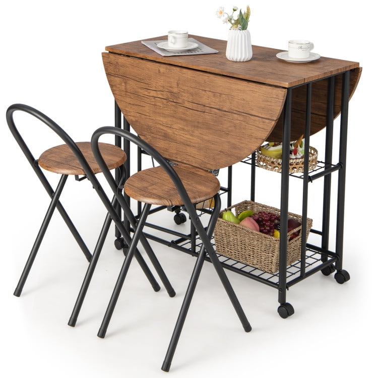 Finihen Dining Set, Dining Table Set, 3 Pieces Folding Dining Table and Chair Set, for Home, Restaurant, Rustic Brown Finihen Dining Set, Dining Table Set, 3 Pieces Folding Dining Table and Chair Set, for Home, Restaurant, Rustic Brown