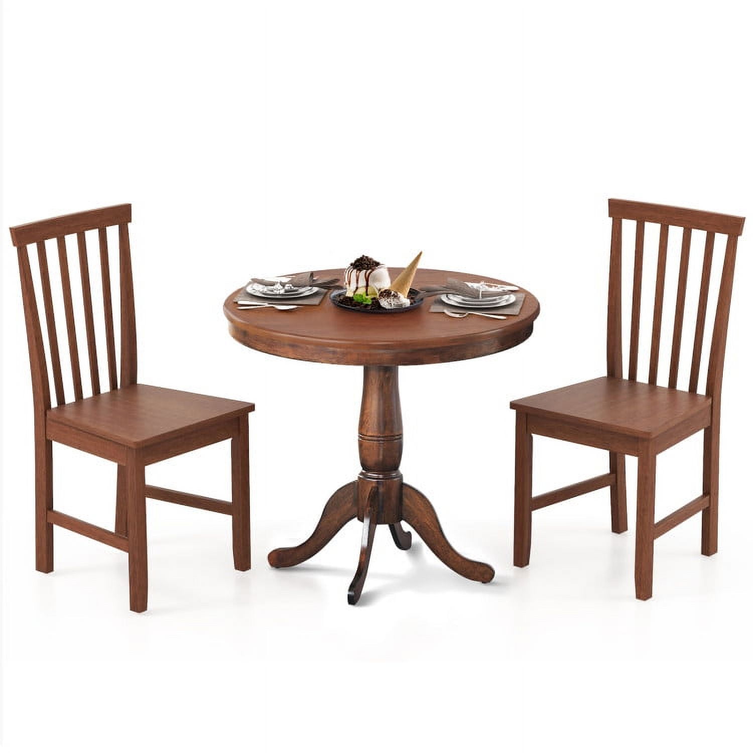 Finihen Dining Set, Dining Table Set, 3 Pieces Wooden Dining Table and Chair Set, for Cafe Kitchen Living Room, Walnut