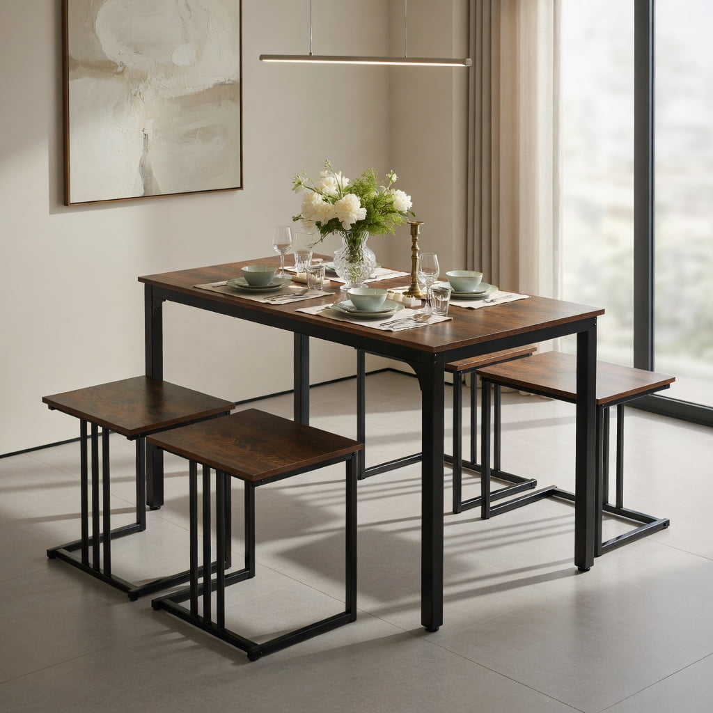 Demi Bonn Dining Set, Dining Table Set, 4 Piecesdustrial Dining Table ...