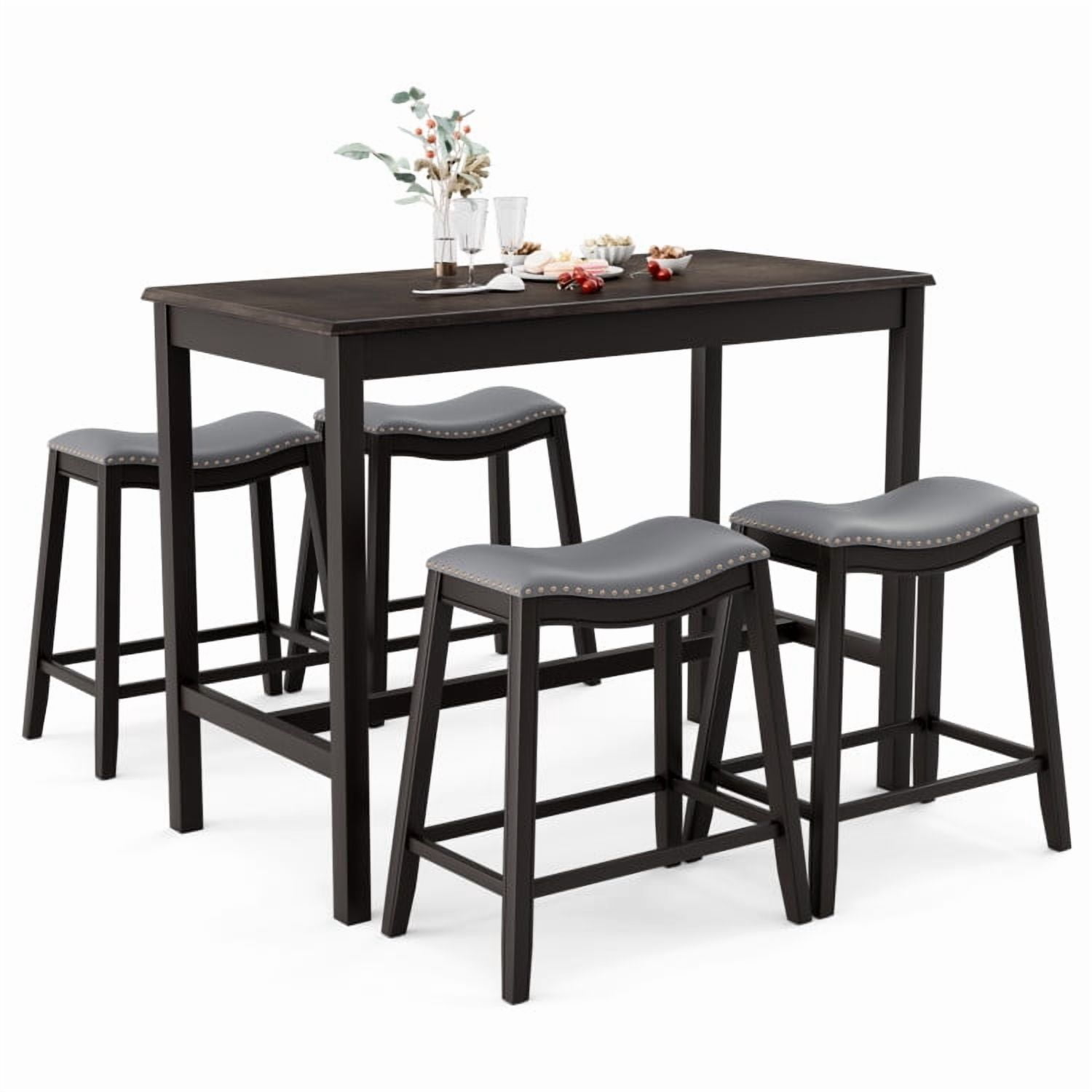 Demi Bonn Dining Set, Dining Table Set, 5-Piece Dining Set with 4 Upholstered Stools, for Home, Restaurant, Gray