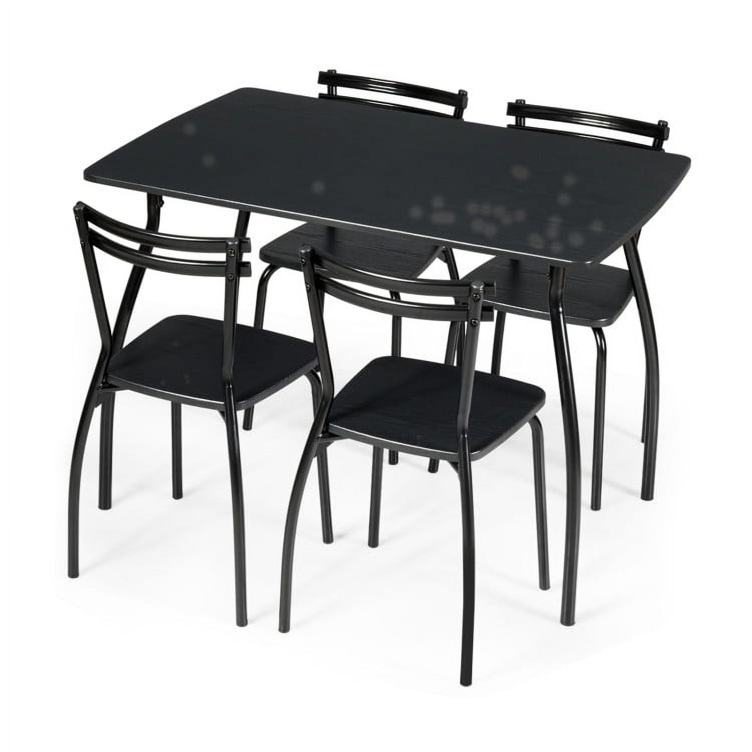 Finihen Dining Set, Dining Table Set, 5 Pieces Dining Table Set with 4 Chairs, for Home, Restaurant, Black Finihen Dining Set, Dining Table Set, 5 Pieces Dining Table Set with 4 Chairs, for Home, Restaurant, Black