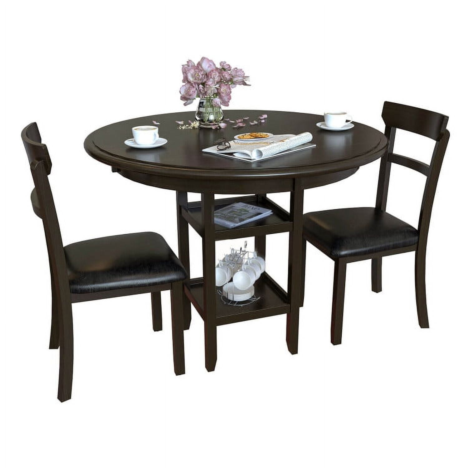 Finihen Dining Set, Dining Table Set, 3 Pieces Dining Set with Counter Height Round Dining Table and 2 Upholstered Chairs, for Home, Restaurant, Coffee