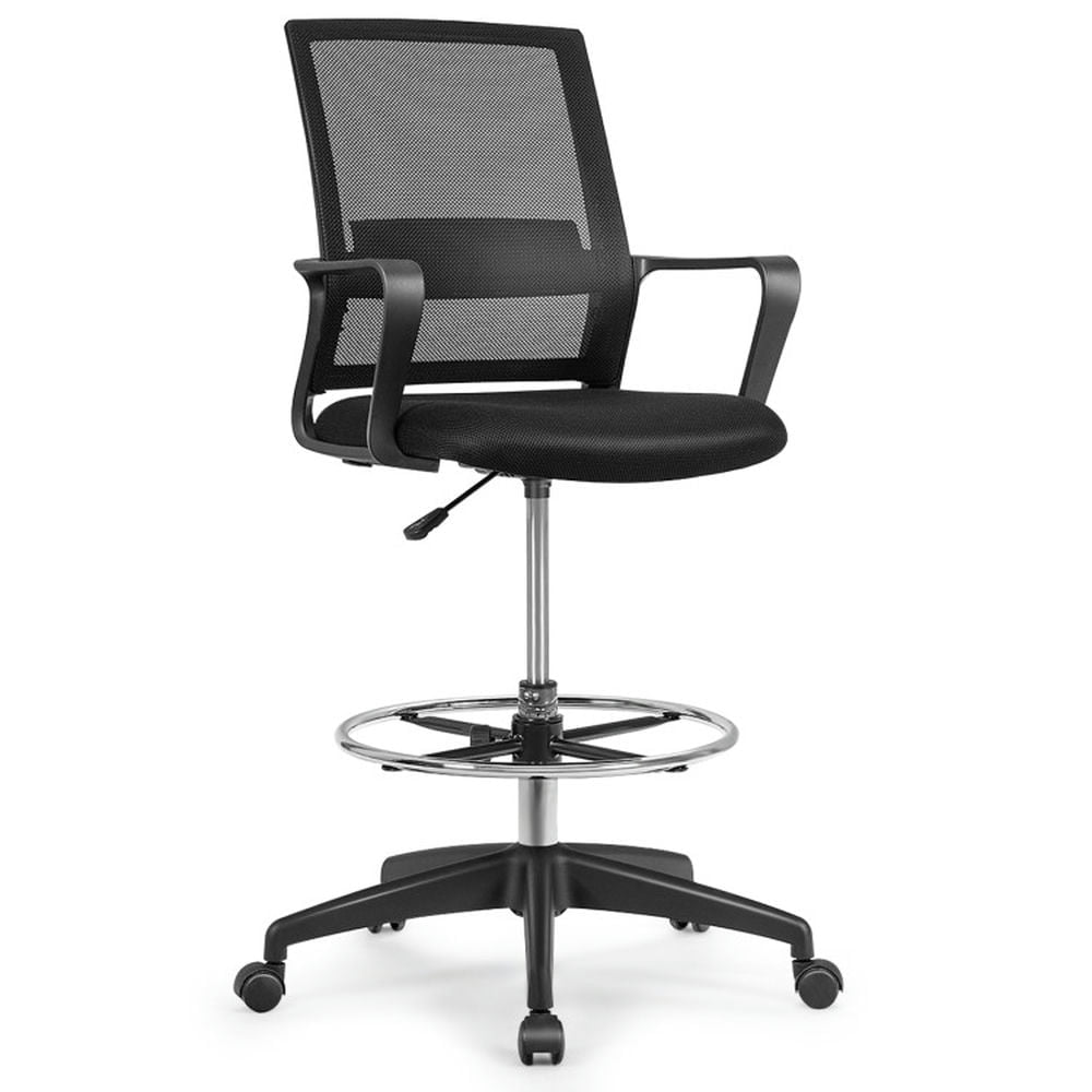 Demi Bonn Drafting Chair Tall Office Chair with Adjustable Height, Rolling Work Computer Desk Chair for Home, Bedroom, Study, Black