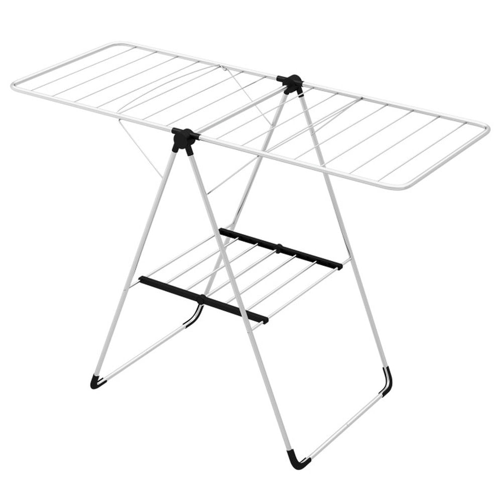 Finihen Drying Rack, Clothes Drying Rack, 2-Tier Laundry Drying Rack Folding Cloth Rack with Aluminum Frame, for Indoor, Outdoor, Silver Finihen Drying Rack, Clothes Drying Rack, 2-Tier Laundry Drying Rack Folding Cloth Rack with Aluminum Frame, for Indoor, Outdoor, Silver