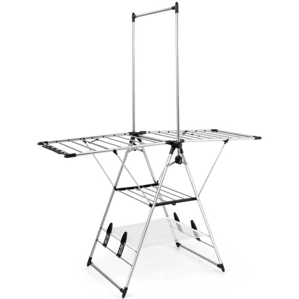 Finihen Drying Rack, Clothes Drying Rack, Clothes Drying Rack with 6-Level Adjustable Height, for Indoor, Outdoor, Silver Finihen Drying Rack, Clothes Drying Rack, Clothes Drying Rack with 6-Level Adjustable Height, for Indoor, Outdoor, Silver