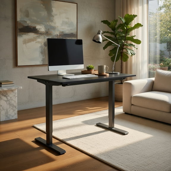 Demi Bonn Electric Height Adjustable Standing Desk with Memory Controller, Small Home Computer Desk Study Writing Table, Black