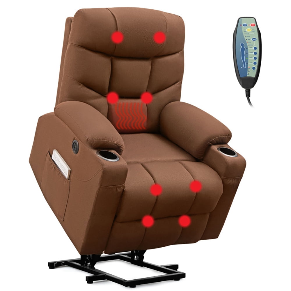 Finihen Electric Power Lift Massage Recliner, Electric Power Lift Recliner Chair with Adjustable Backrest and Footrest, for Living Room, Bedroom, Brown Finihen Electric Power Lift Massage Recliner, Electric Power Lift Recliner Chair with Adjustable Backrest and Footrest, for Living Room, Bedroom, Brown
