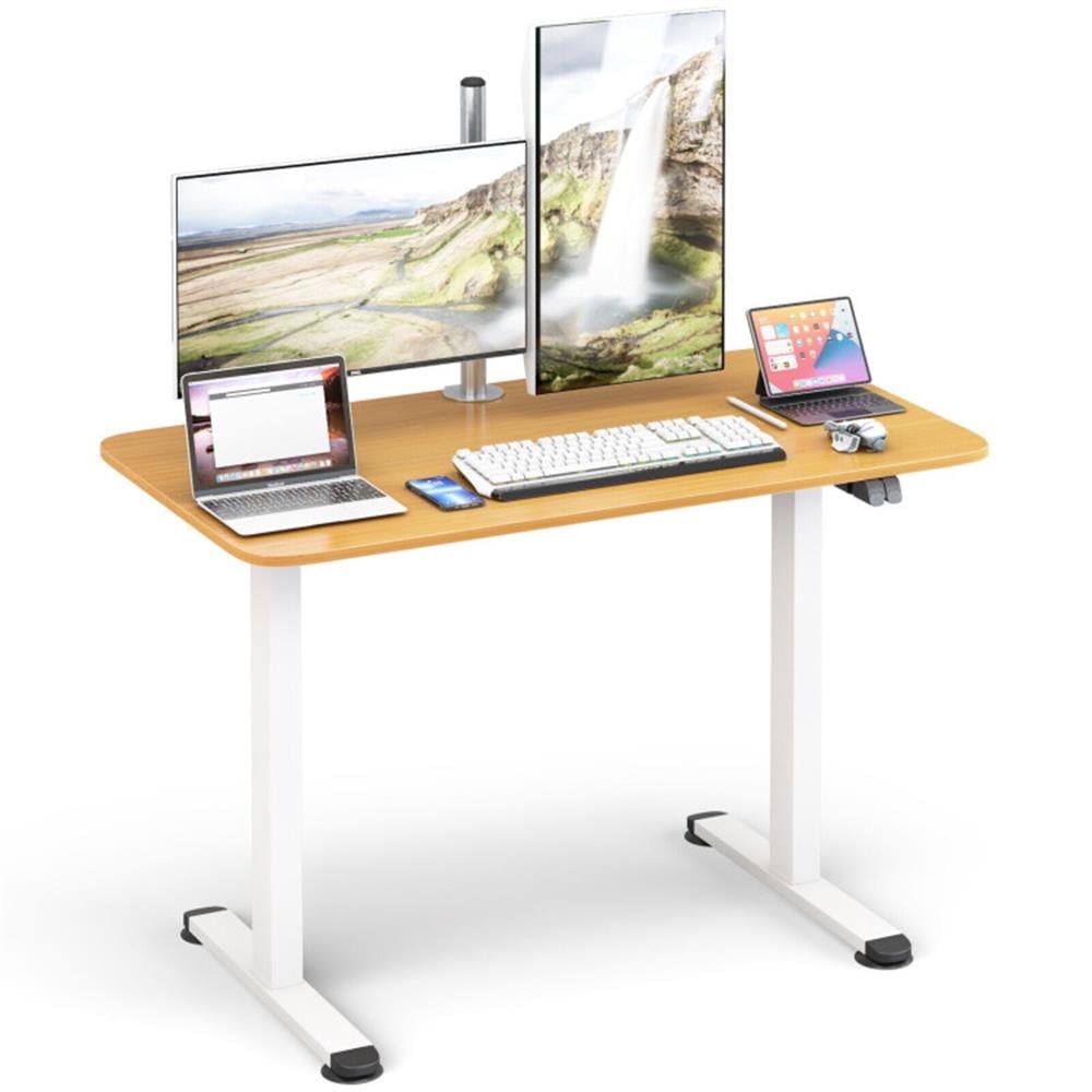 Demi Bonn Electric Standing Desk Adjustable Stand up Computer Desk Anti-collision, Small Home Study Writing Table, Beige