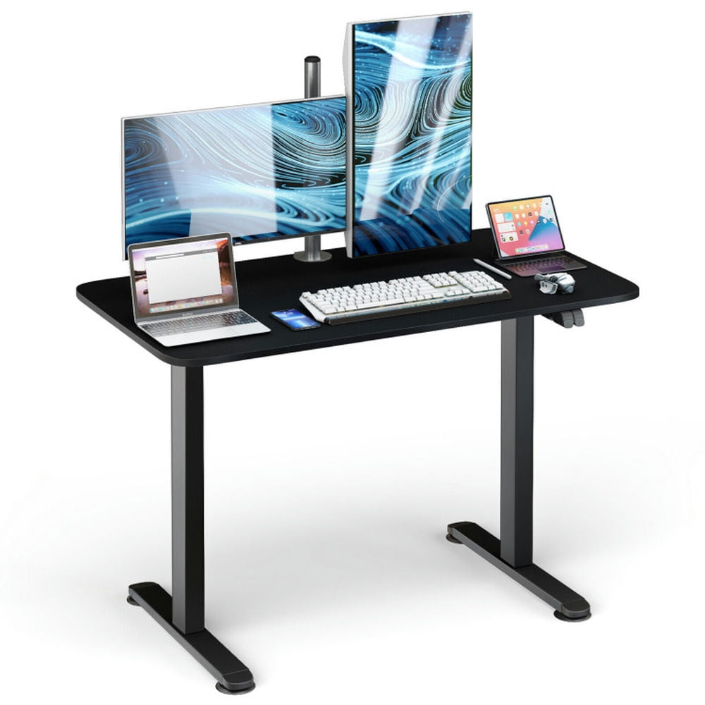 Finihen Electric Standing Desk Adjustable Stand up Computer Desk Anti-collision, Small Home Study Writing Table, Black
