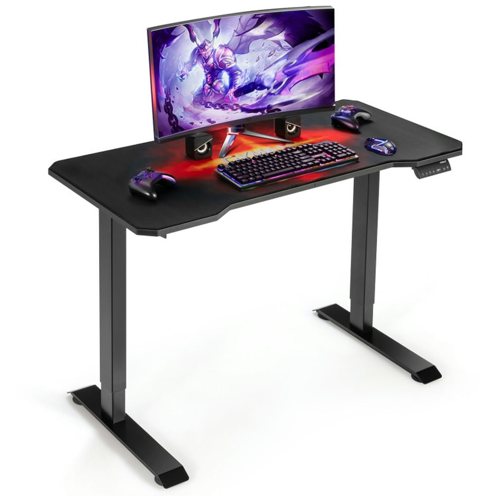 Finihen Electric Standing Gaming Desk with Height Adjustable Splice Board, Small Home Office Desk Study Writing Table, Black Finihen Electric Standing Gaming Desk with Height Adjustable Splice Board, Small Home Office Desk Study Writing Table, Black