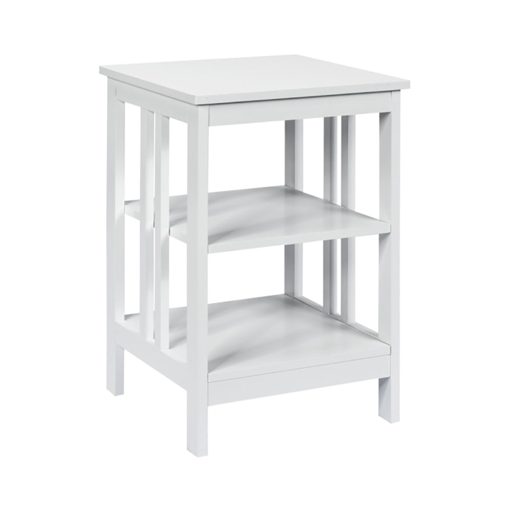 Finihen End Side Table, Nightstand, 2 Pieces 3-Tier Nightstand with Reinforced Bars and Stable Structure, Sofa Side Table, Bed Side Table, for Living Room, Bedroom, White