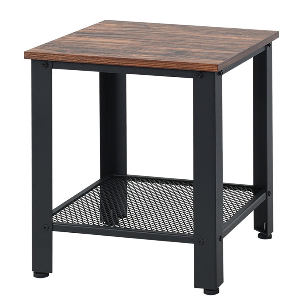 Finihen End Side Table, Rectangular Coffee Table, Industrial End Table 2-Tier Side Table, for Living Room, Bedroom, Black Finihen End Side Table, Rectangular Coffee Table, Industrial End Table 2-Tier Side Table, for Living Room, Bedroom, Black