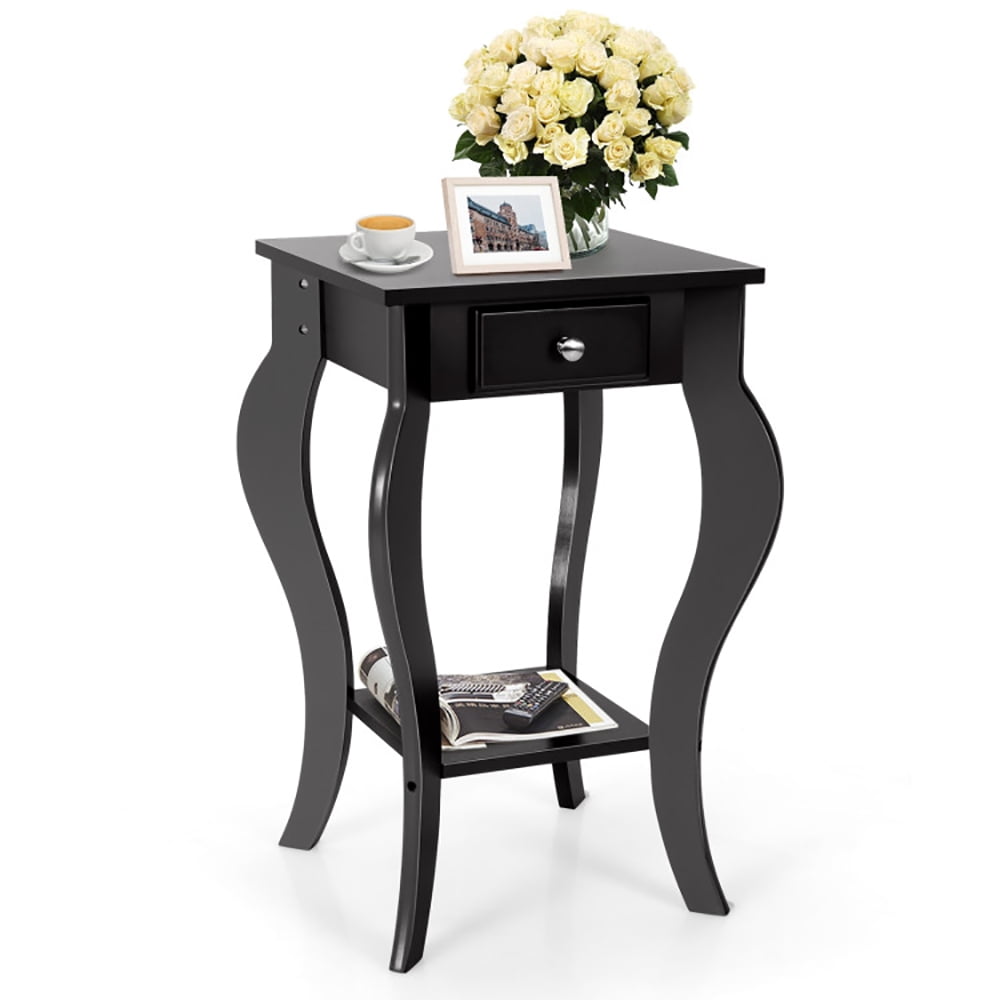 Finihen End Side Table, Set of 2 Side Table End Table Night Stand with Shelf, Sofa Couch Table, for Small Spaces, Living Room, Bedroom, Black Finihen End Side Table, Set of 2 Side Table End Table Night Stand with Shelf, Sofa Couch Table, for Small Spaces, Living Room, Bedroom, Black
