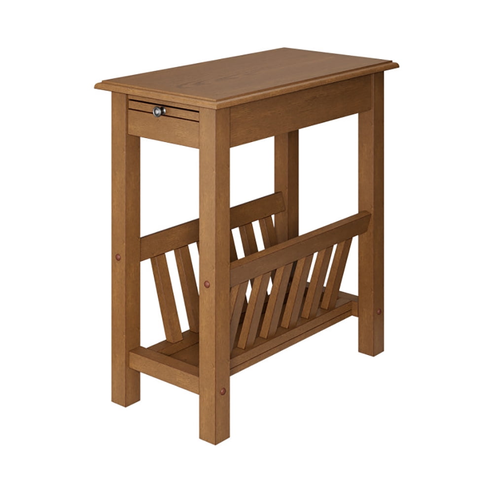 Finihen End Side Table, Sofa Side Table, Bed Side Table, 2-Tier End Table with Pull-out Tray and Solid Rubber Wood Legs, for Living Room, Bedroom, Natural Finihen End Side Table, Sofa Side Table, Bed Side Table, 2-Tier End Table with Pull-out Tray and Solid Rubber Wood Legs, for Living Room, Bedroom, Natural