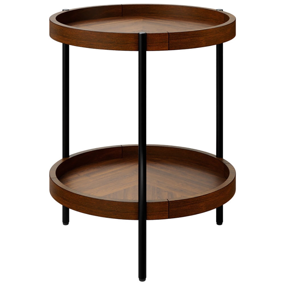 Finihen End Side Table, Sofa Side Table, Bed Side Table, 2-Tier Retro End Table with Bottom Shelf, for Living Room, Bedroom, Brown Finihen End Side Table, Sofa Side Table, Bed Side Table, 2-Tier Retro End Table with Bottom Shelf, for Living Room, Bedroom, Brown