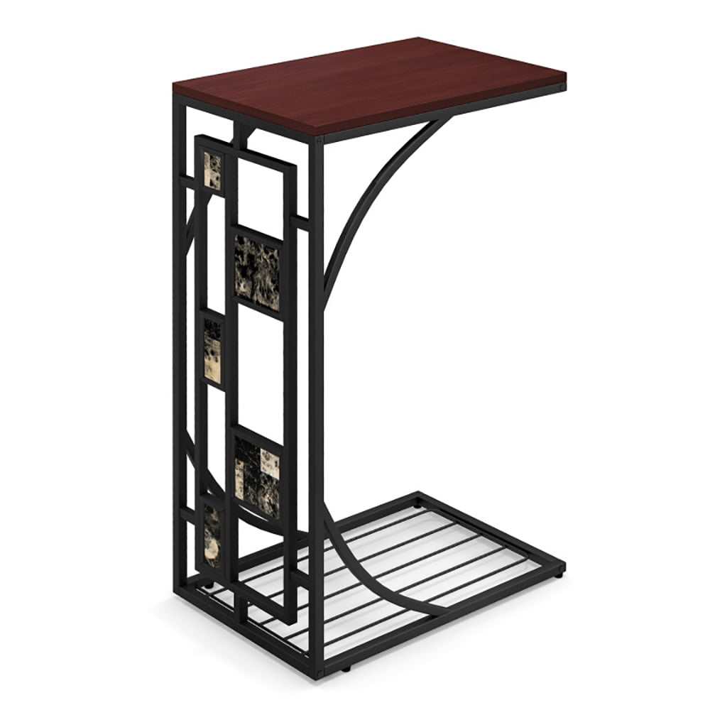 Finihen End Side Table, Sofa Side Table, Bed Side Table, C-Shaped End Side Sofa Narrow Snack Table, for Living Room, Bedroom, Brown Finihen End Side Table, Sofa Side Table, Bed Side Table, C-Shaped End Side Sofa Narrow Snack Table, for Living Room, Bedroom, Brown