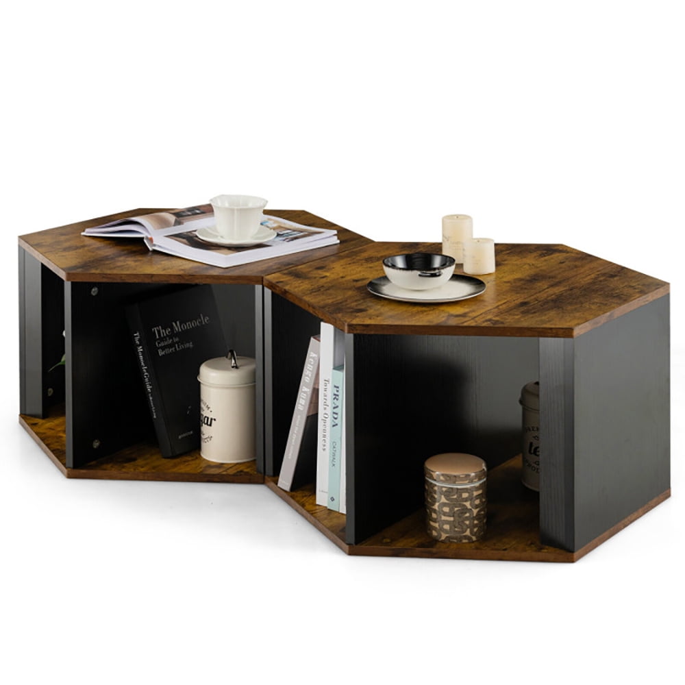 Finihen End Table, 2 Pieces Hexagonal Side End Table, for Living Office Coffee Room, Coffee Finihen End Table, 2 Pieces Hexagonal Side End Table, for Living Office Coffee Room, Coffee