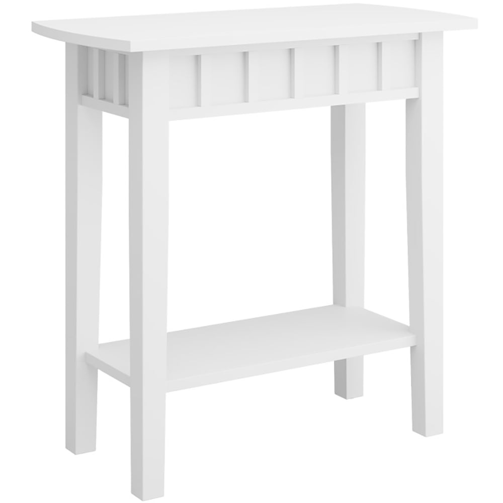 Finihen End Table, 2-Tier Narrow Wood End Table with Storage Shelf for Small Spaces, Sofa Side Table, Bed Side Table, for Living Room, Bedroom, White