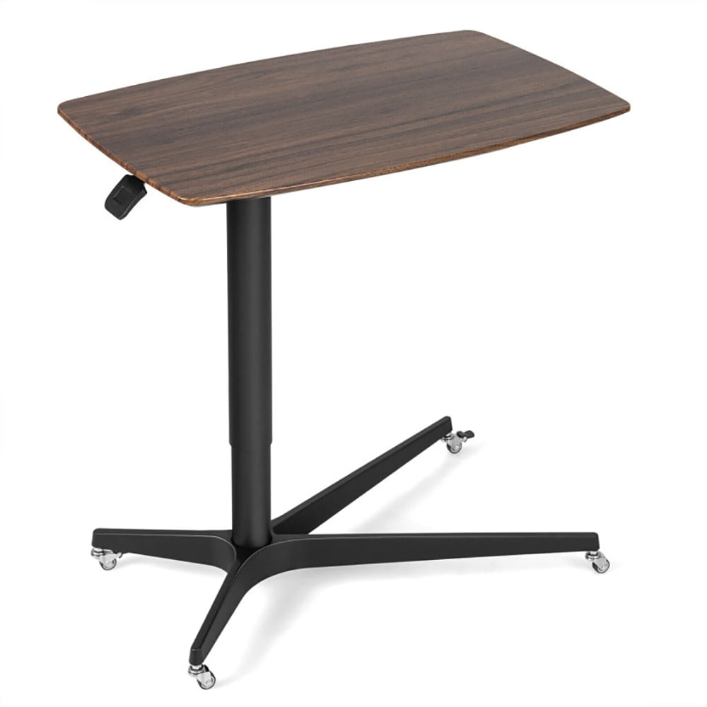 Finihen End Table, Bedside Table, Height Adjustable Mobile Standing Desk with Lockable Wheels, for Living Room, Bedroom, Brown Finihen End Table, Bedside Table, Height Adjustable Mobile Standing Desk with Lockable Wheels, for Living Room, Bedroom, Brown