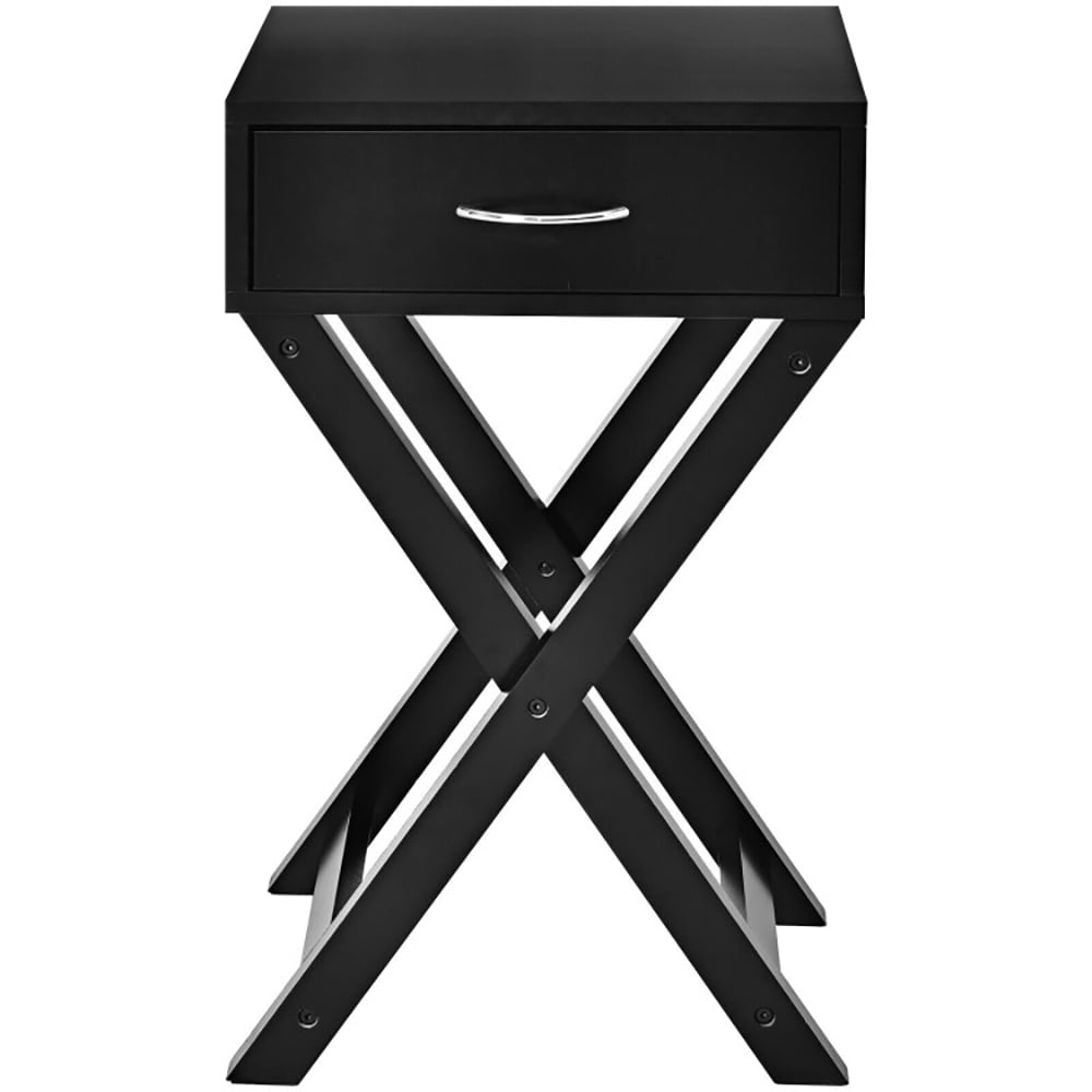 Finihen End Table, Design Sofa Side Table with X-Shape Drawer, Sofa Side Table, Bed Side Table, for Small Space, Living Room, Bedroom, Black Finihen End Table, Design Sofa Side Table with X-Shape Drawer, Sofa Side Table, Bed Side Table, for Small Space, Living Room, Bedroom, Black