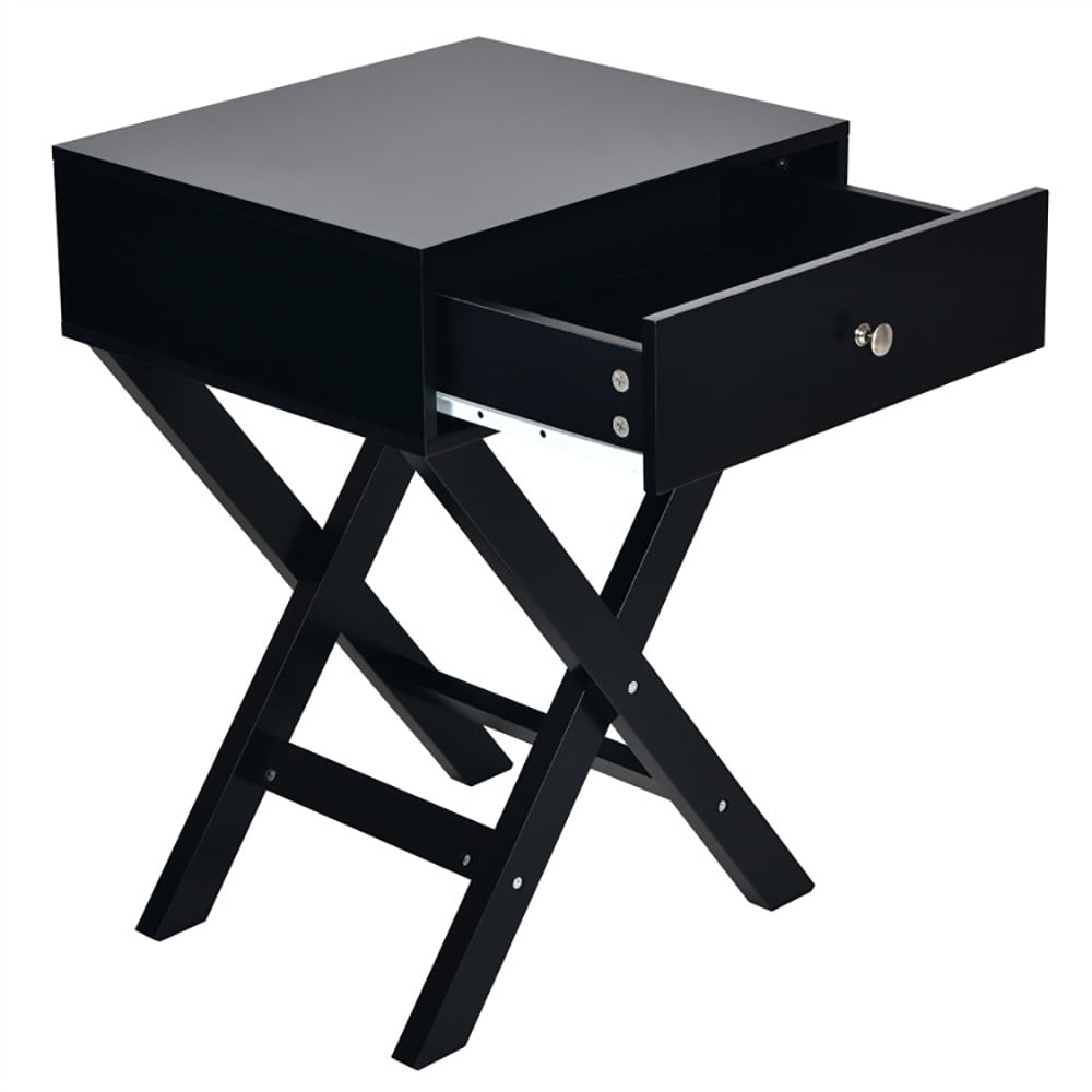 Finihen End Table, Modern X-Shaped Nightstand with Drawer, Bed Side Table, for Small Space, Living Room, Bedroom, Black Finihen End Table, Modern X-Shaped Nightstand with Drawer, Bed Side Table, for Small Space, Living Room, Bedroom, Black