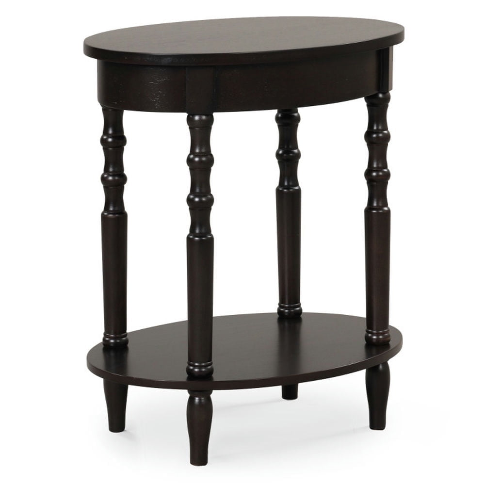 Demi Bonn End Table, Oval End Table, 2-Tier Oval Side Table with Storage Shelf and Solid Wood Legs, Sofa Side Table, Bed Side Table, for Living Room, Bedroom, Espresso