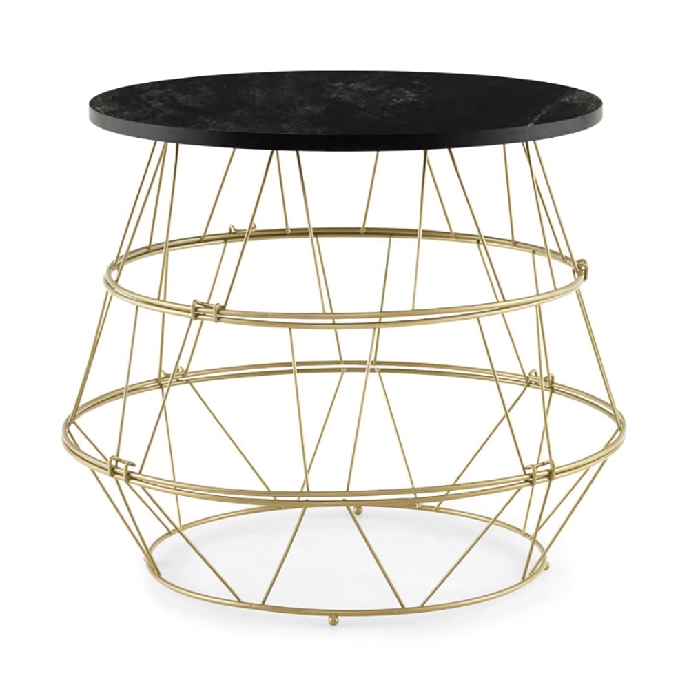 Demi Bonn End Table, Round Metal Frame End Table with Removable Top, Sofa Side Table, Bed Side Table, for Living Room, Bedroom, Black