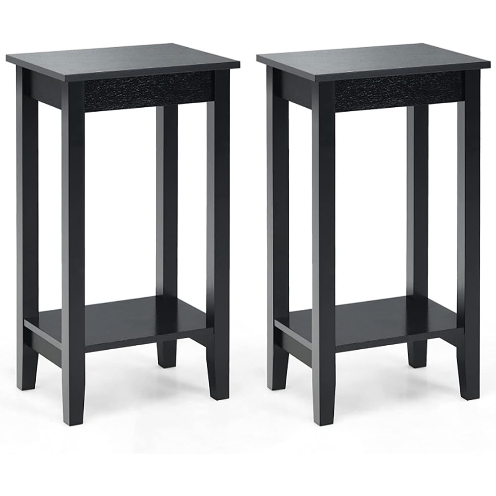 Finihen End Table, Set of 2 Versatile 2-Tier End Table with Storage Shelf, Sofa Side Table, Bed Side Table, for Living Room, Bedroom, Black Finihen End Table, Set of 2 Versatile 2-Tier End Table with Storage Shelf, Sofa Side Table, Bed Side Table, for Living Room, Bedroom, Black