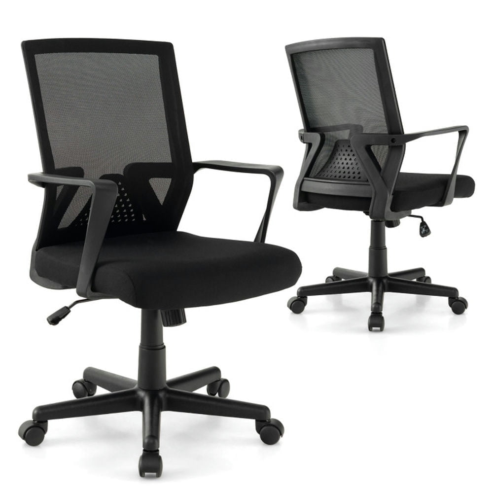 Demi Bonn Ergonomic Desk Chair with Lumbar Support and Rocking Function, Rolling Work Computer Office Chair, Black