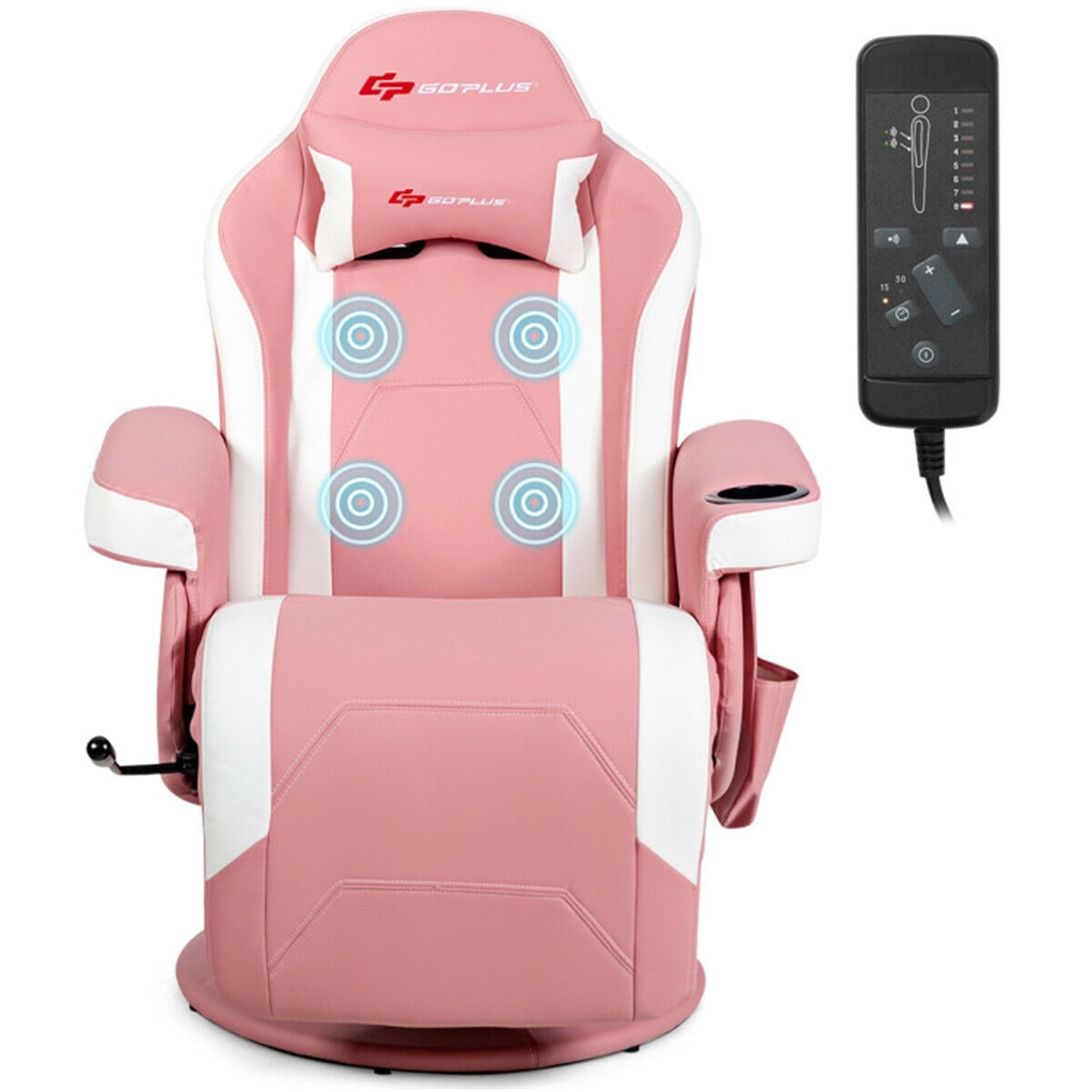 Demi Bonn Ergonomic High Back Massage Gaming Chair with Pillow for Office or Gaming, Pink