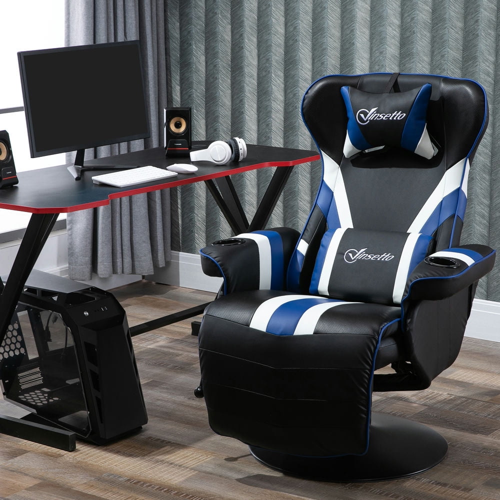 Finihen Faux Leather Computer Recliner, Adjustable Gaming Chair with Lumbar Support, Footrest and Cup Holder for Living Room, Black Finihen Faux Leather Computer Recliner, Adjustable Gaming Chair with Lumbar Support, Footrest and Cup Holder for Living Room, Black