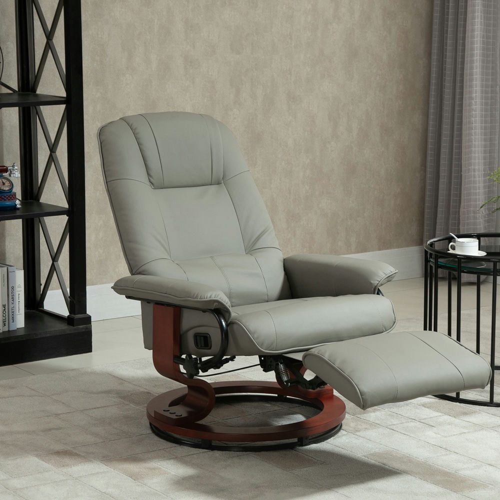 Finihen Faux Leather Manual Recliner, Adjustable Swivel Lounge Chair with Footrest, Armrest and Wrapped Wood Base for Living Room, Black Finihen Faux Leather Manual Recliner, Adjustable Swivel Lounge Chair with Footrest, Armrest and Wrapped Wood Base for Living Room, Black