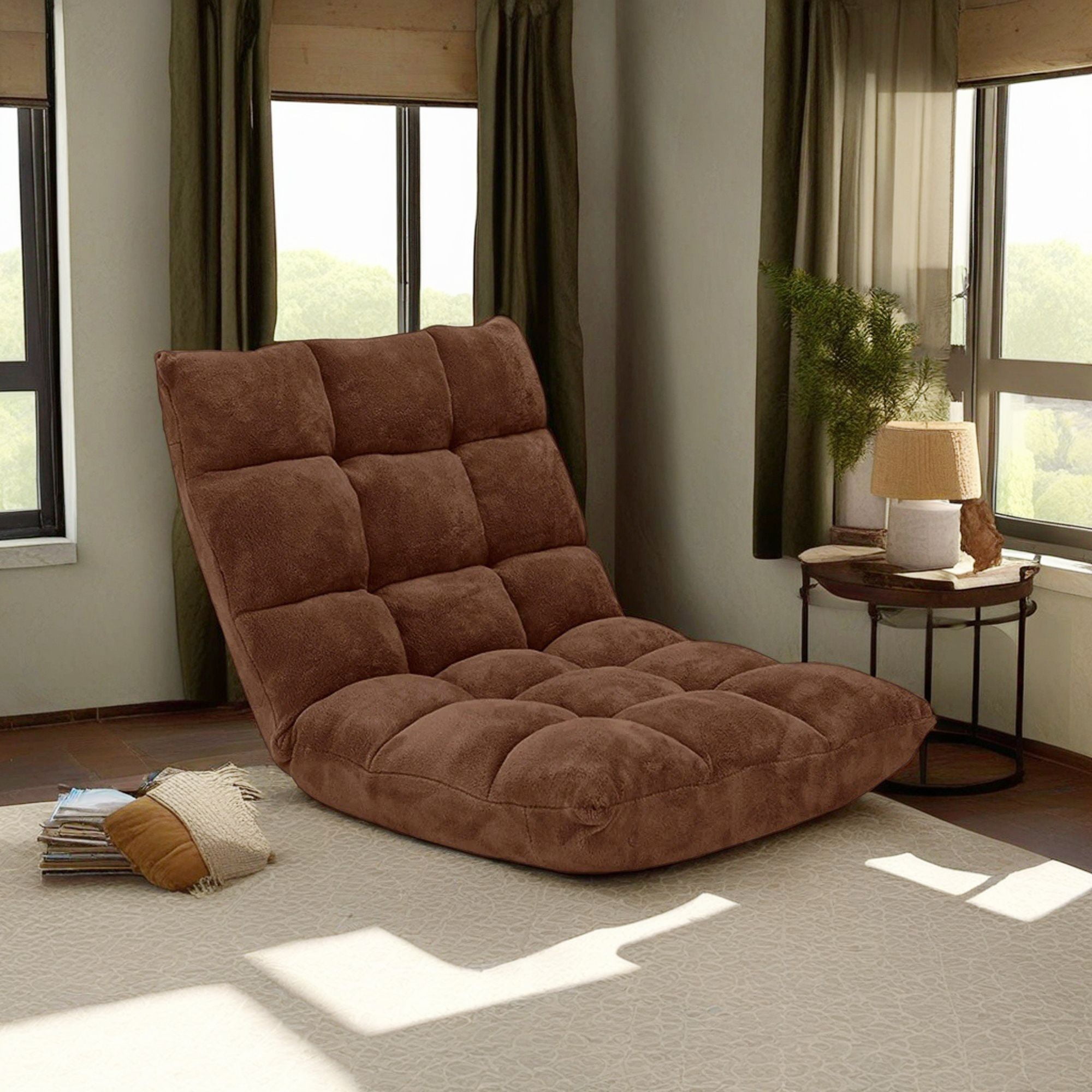 Finihen Adjustable 14-position Cushioned Floor Chair, Folding Lazy Sofa Chair for Living Room, Bedroom, for Gaming, Reading, Coffee Finihen Adjustable 14-position Cushioned Floor Chair, Folding Lazy Sofa Chair for Living Room, Bedroom, for Gaming, Reading, Coffee