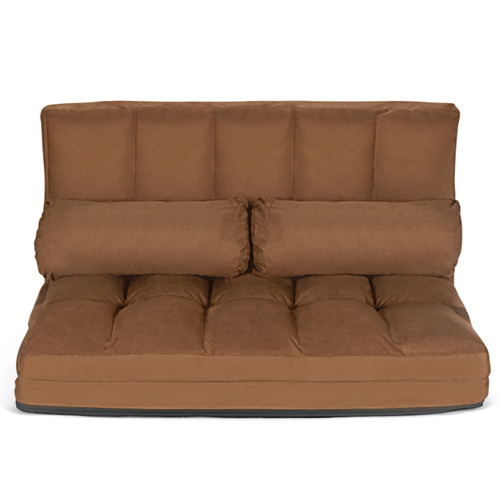 Brown Twin Sleeper Foldable Floor Sofa Bed with Metal Frame