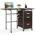 thumbnail image 1 of Demi Bonn Folding Computer Laptop Desk Wheeled Home Office Furniture, Study Writing Table, Brown, 1 of 7