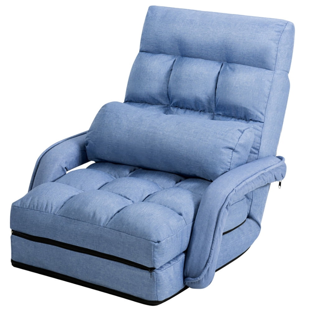 Finihen Folding Lazy Sofa Chair, Floor Chair, Folding Lazy Floor Chair Sofa with Armrests and Pillow, for Living Room, Bedroom, for Gaming, Reading, Blue Finihen Folding Lazy Sofa Chair, Floor Chair, Folding Lazy Floor Chair Sofa with Armrests and Pillow, for Living Room, Bedroom, for Gaming, Reading, Blue