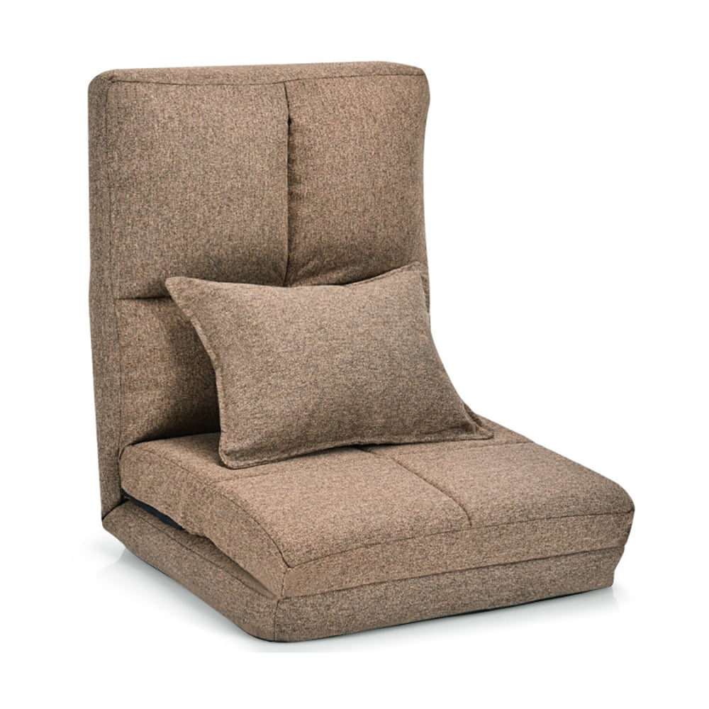 Demi Bonn Folding Sleeper Couch, Fold Down Flip Convertible Sleeper Couch with Pillow, Foldable Mattress for Living Room, Dorm, Home, Office, Apartment, Brown