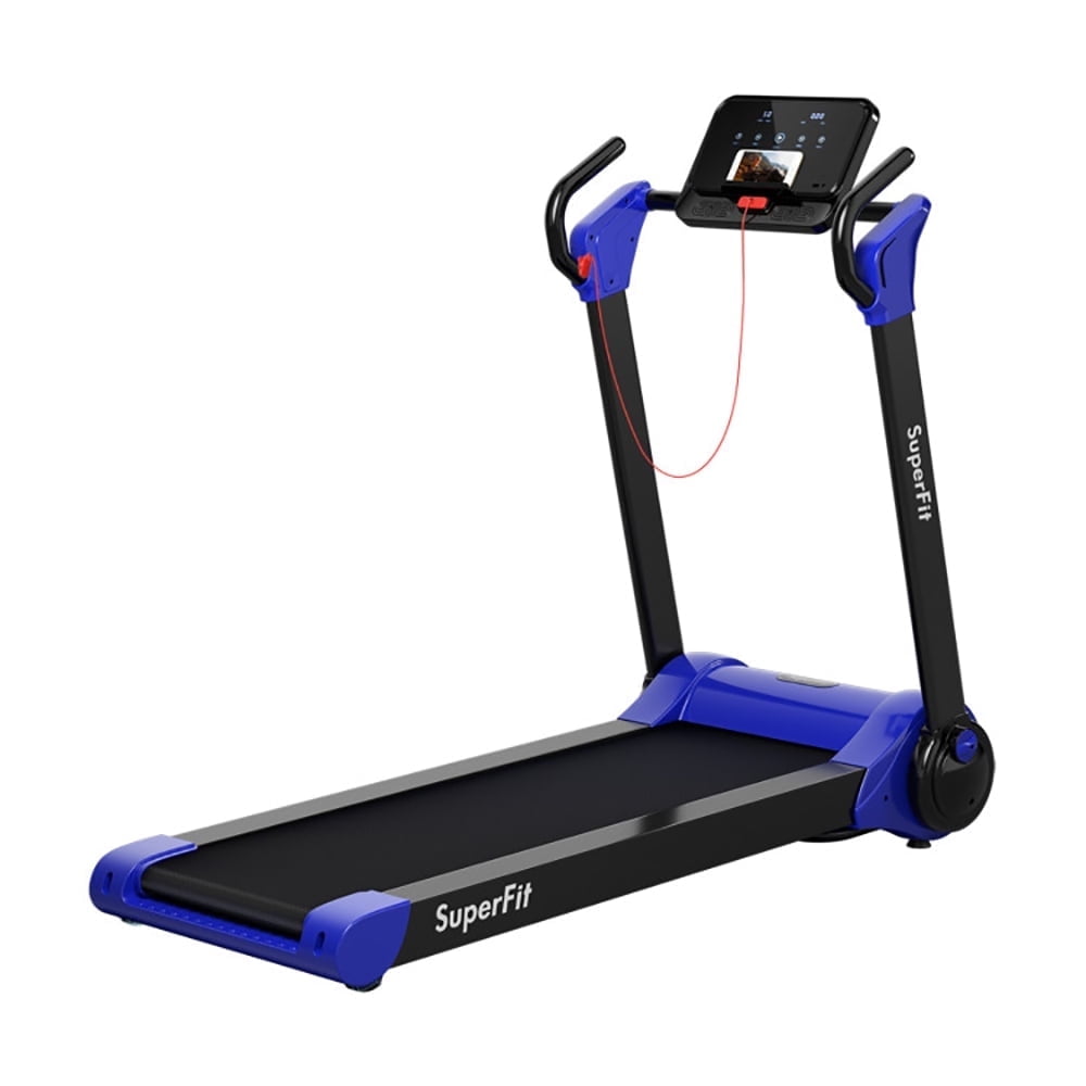 Navy Blue Foldable Electric Treadmill with LED Display