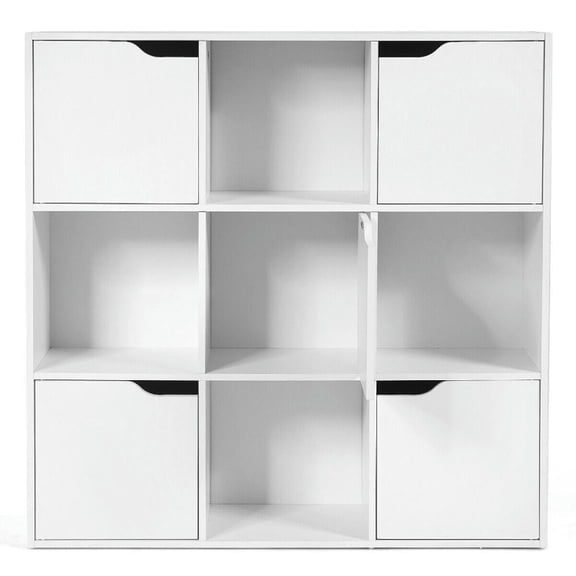 Demi Bonn Free Standing 9 Cube Storage Wood Divider Bookcase for Home and Office, White