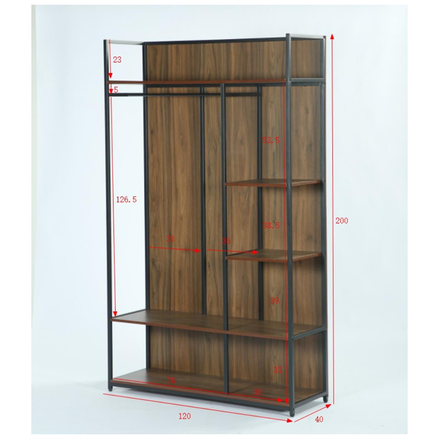 Demi Bonn Freestanding Closet Organizer,dustrial Entryway Hall Tree for Home Living Room, Bedroom, Brown