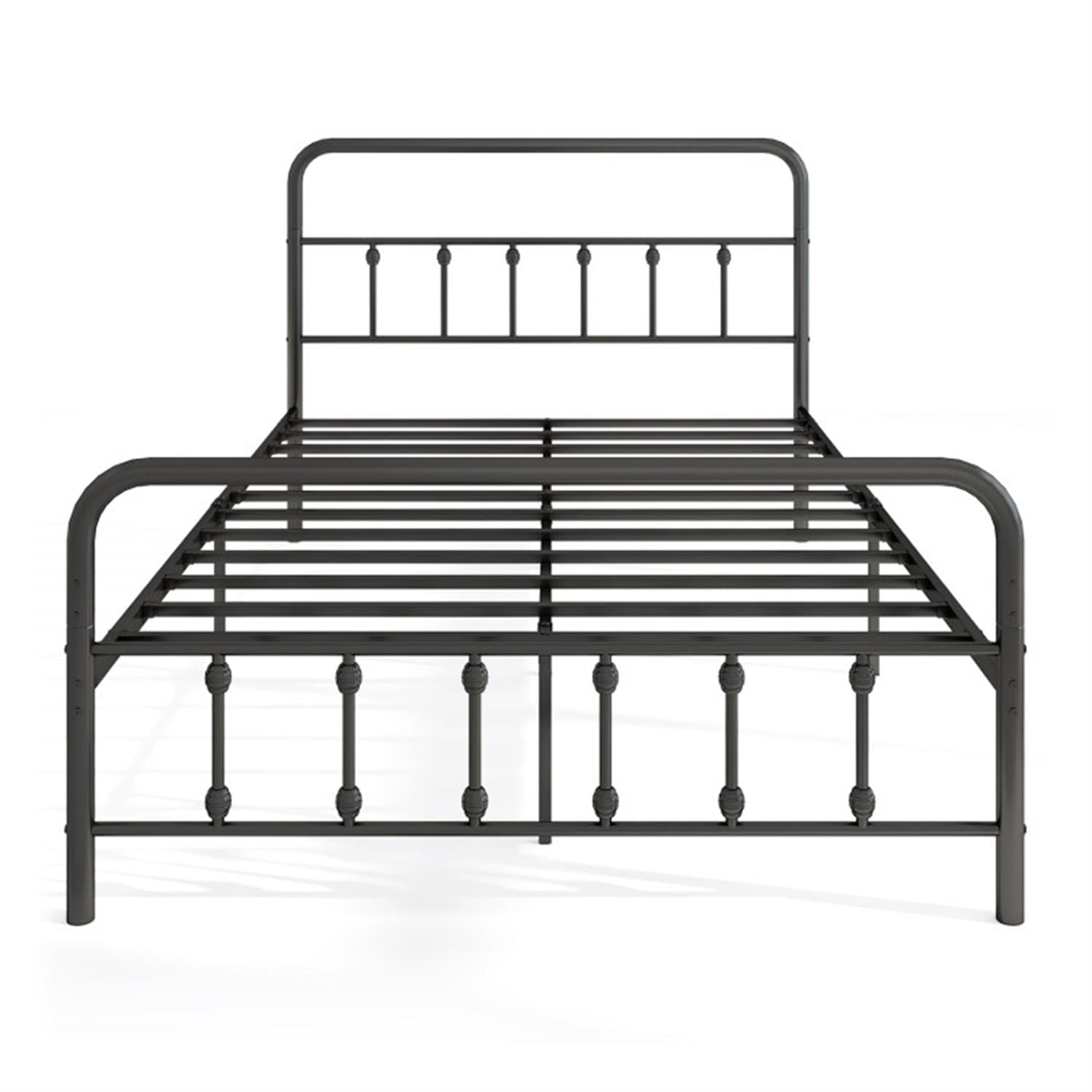 Demi Bonn Full Size Bed Frame with Headboard, Metal Platform Bed Frame with Under Bed Storage, No Box Spring Needed, Black