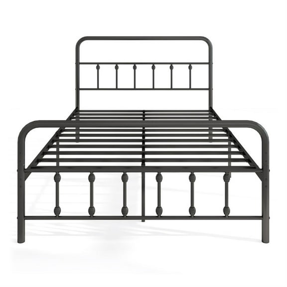Demi Bonn Full Size Bed Frame with Headboard, Metal Platform Bed Frame with Under Bed Storage, No Box Spring Needed, Black