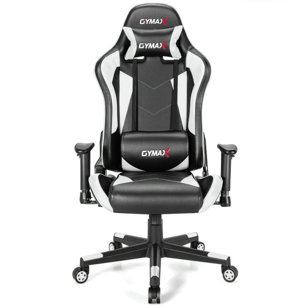 Finihen Gaming Chair with Headrest, Adjustable Swivel Racing Style Computer Office Chair, White Finihen Gaming Chair with Headrest, Adjustable Swivel Racing Style Computer Office Chair, White