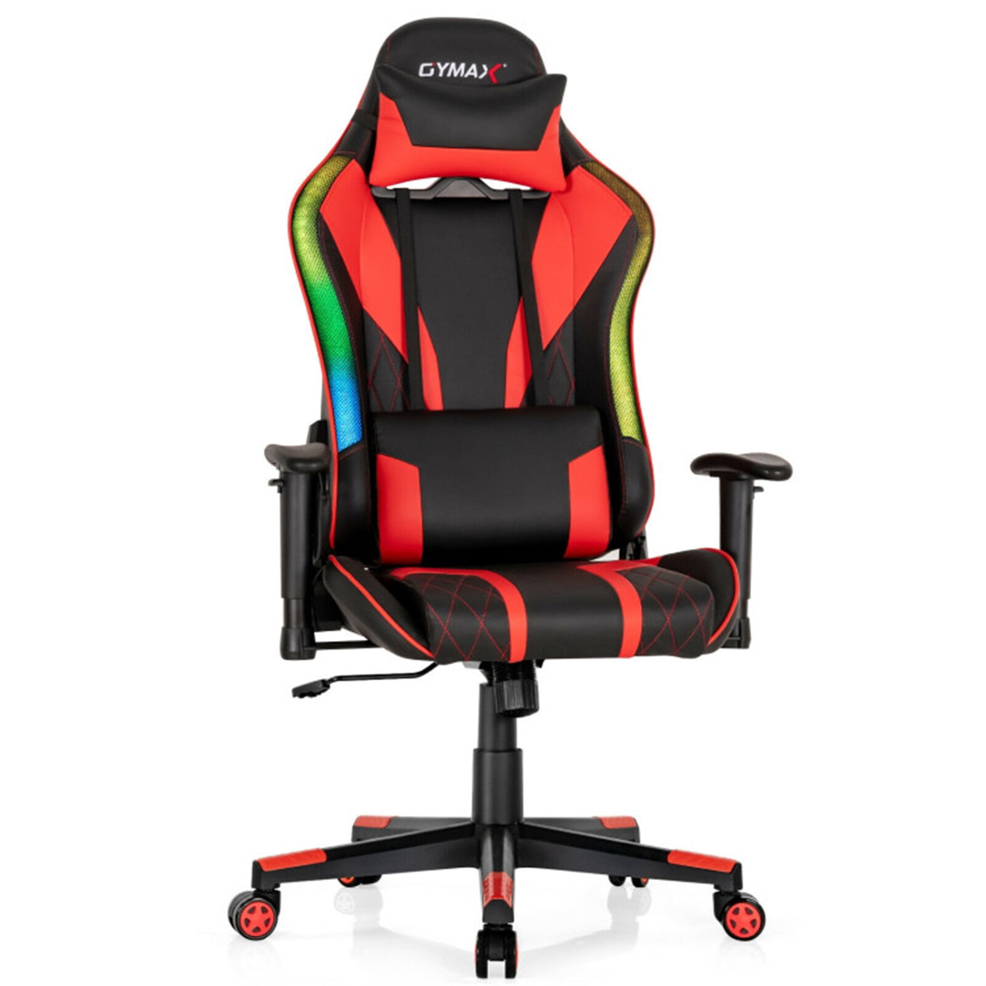 Finihen Gaming Chair with Headrest and Lumbar Support, Adjustable Swivel Computer Chair with Dynamic LED Lights, Red Finihen Gaming Chair with Headrest and Lumbar Support, Adjustable Swivel Computer Chair with Dynamic LED Lights, Red