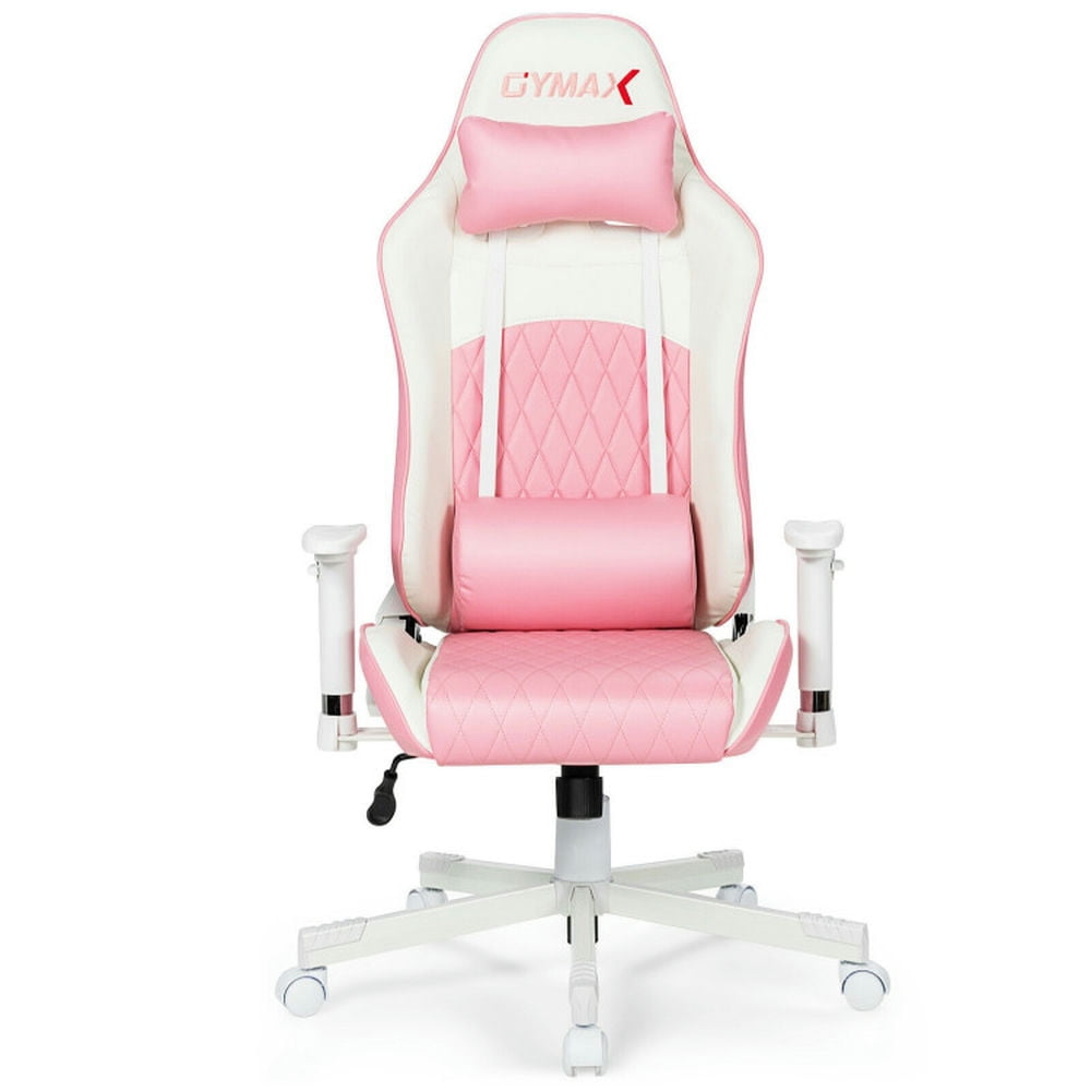 Finihen Gaming Chair with Headrest and Lumbar Support, Ergonomic High Back Computer Desk Chair, Pink Finihen Gaming Chair with Headrest and Lumbar Support, Ergonomic High Back Computer Desk Chair, Pink